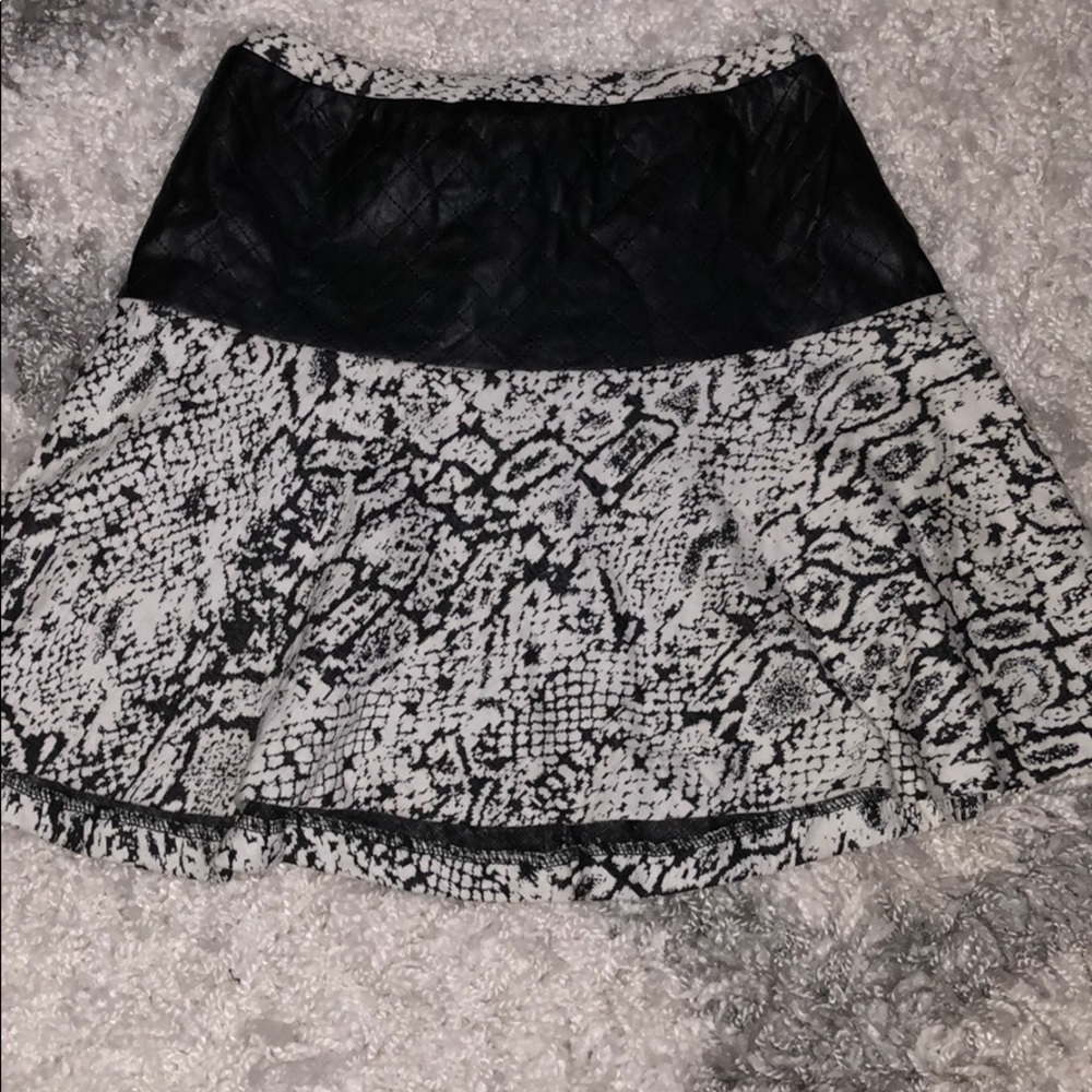 Walter Baker leather and patterned skater skirt